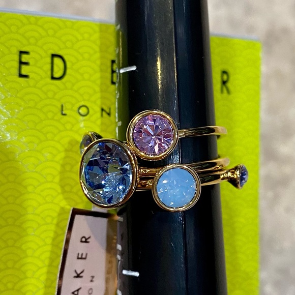 🆕 Ted Baker London ‘Jackie' Jewel Stack Rings - M/L - Picture 7 of 13
